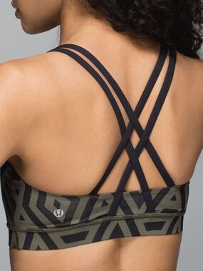 Lululemon Energy Bra in Chevron Shuffle Fatigue Green Black 4